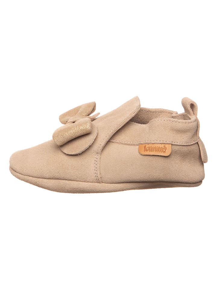 Leder-Krabbelschuhe in Beige