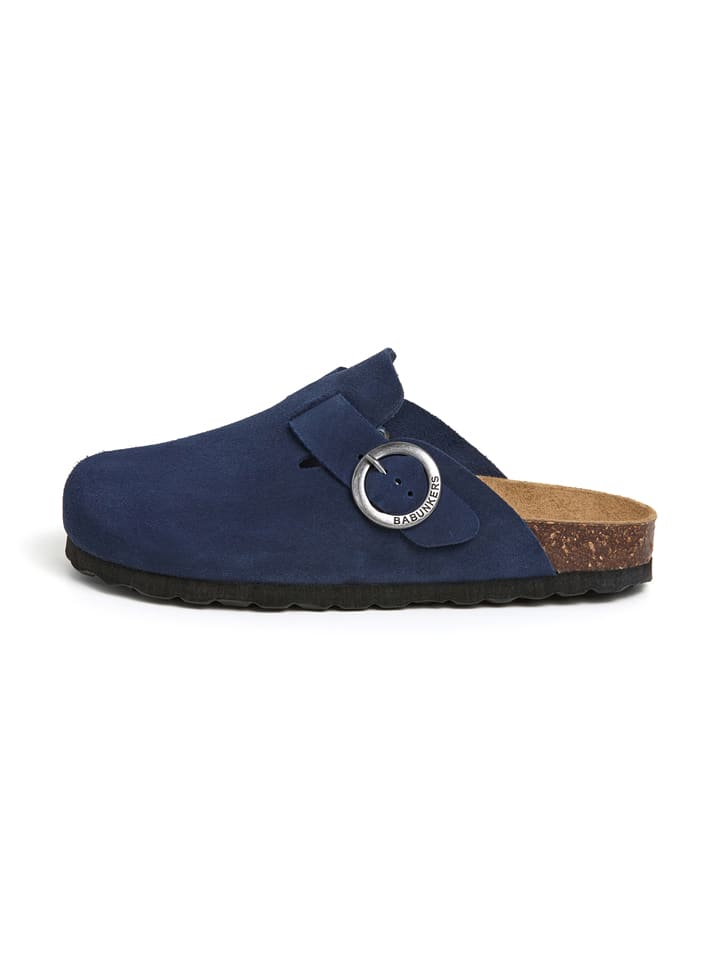 Leren clogs donkerblauw
