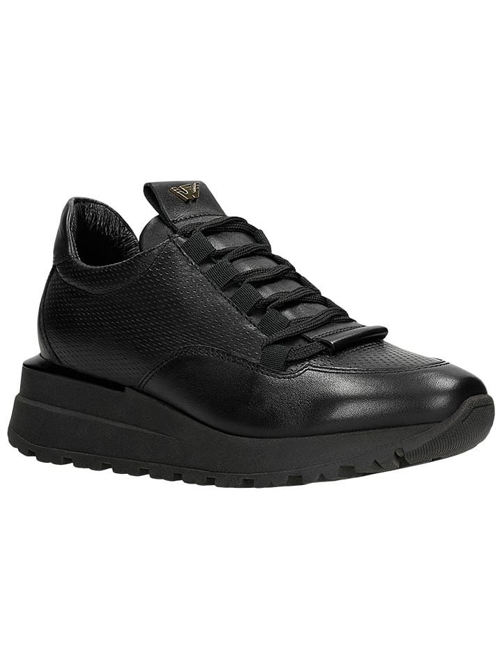 Leder-Sneakers in Schwarz