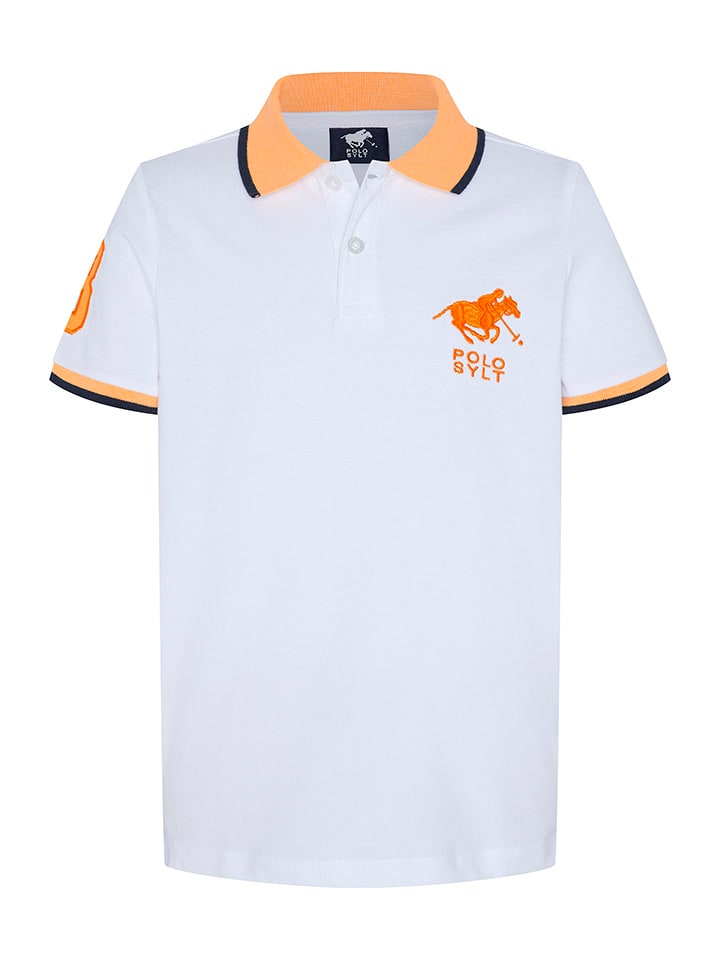 Koszulka polo w kolorze biało-pomarańczowym