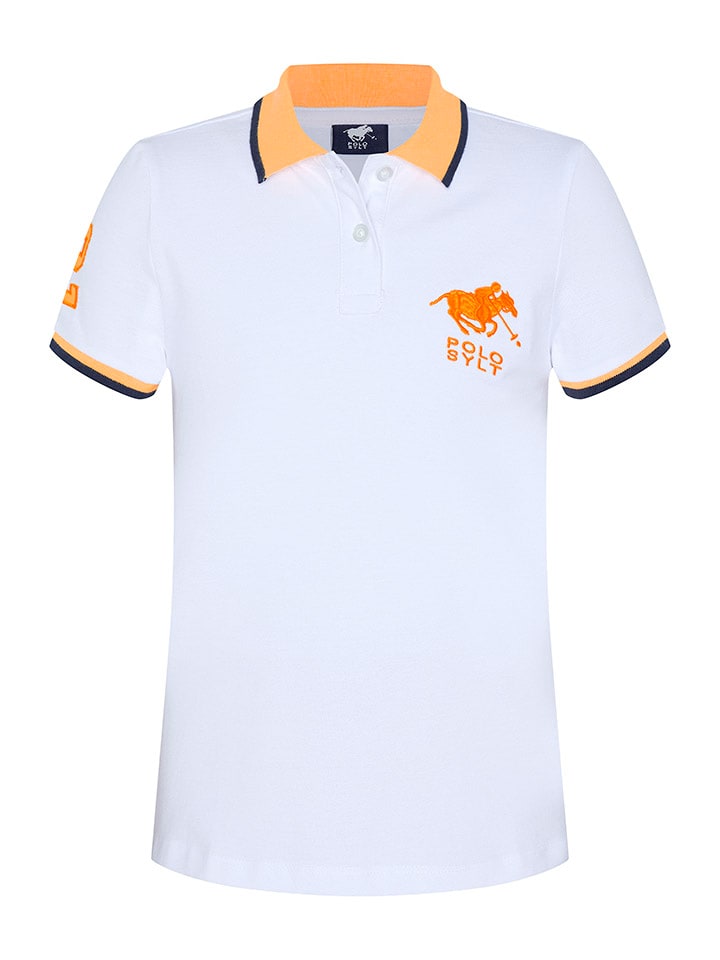 Koszulka polo w kolorze biało-pomarańczowym