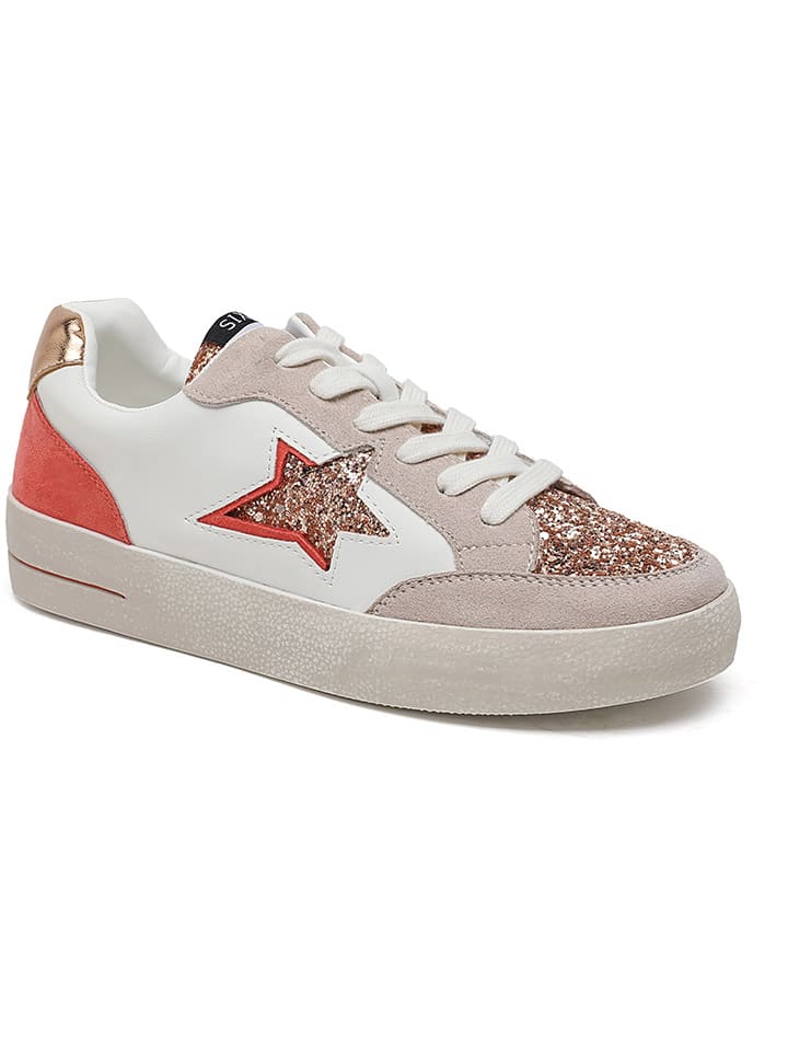 Sneakersy w kolorze biało-czerwono-jasnoróżowym