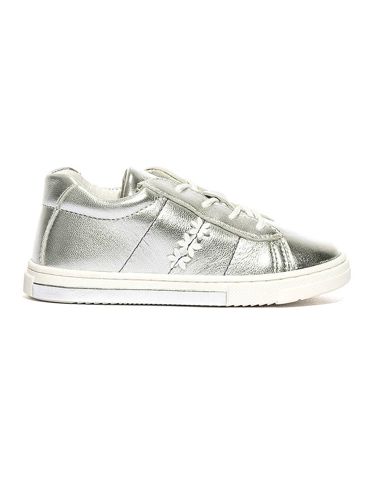 Skórzane sneakersy "Glitter" w kolorze srebrnym