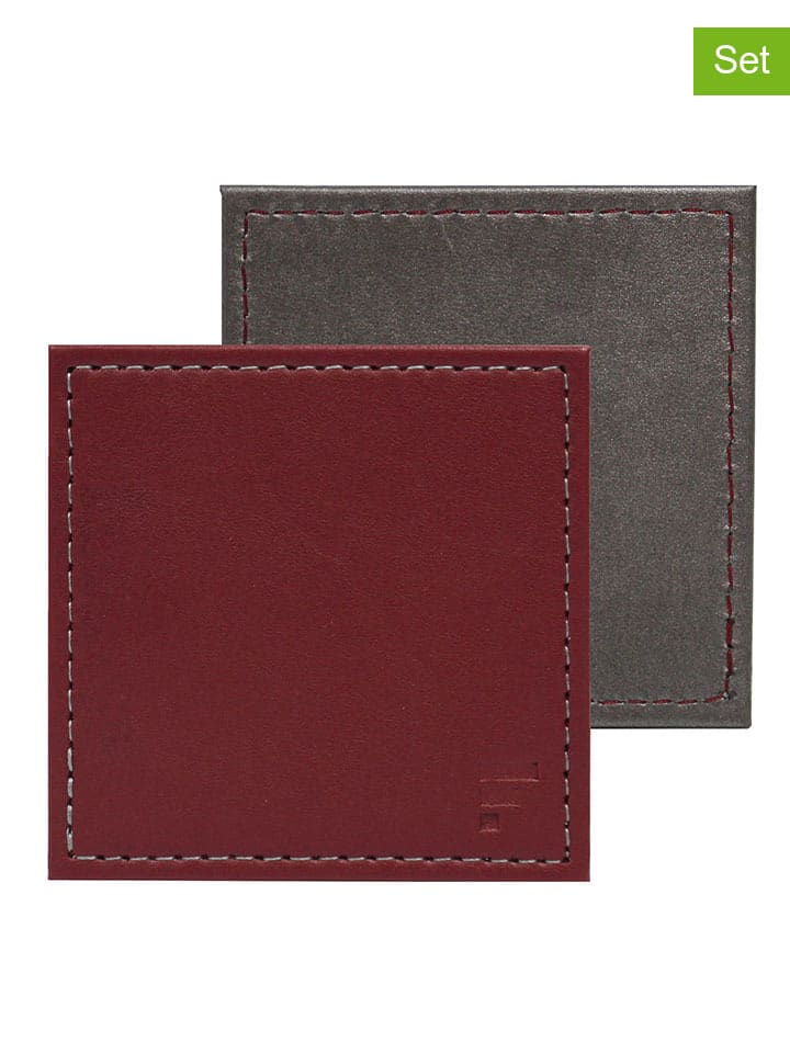 4er-Set: Untersetzer in Bordeaux/ Anthrazit - (L)10 x (B)10 cm
