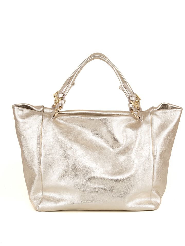 Leren shopper "Gimignano" goudkleurig - (B)45 x (H)50 x (D)20 cm