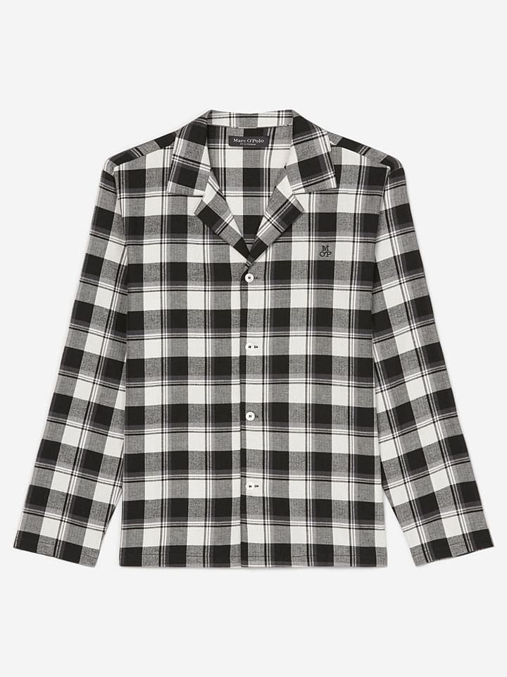 Pyjama-Oberteil in Schwarz/ Weiß