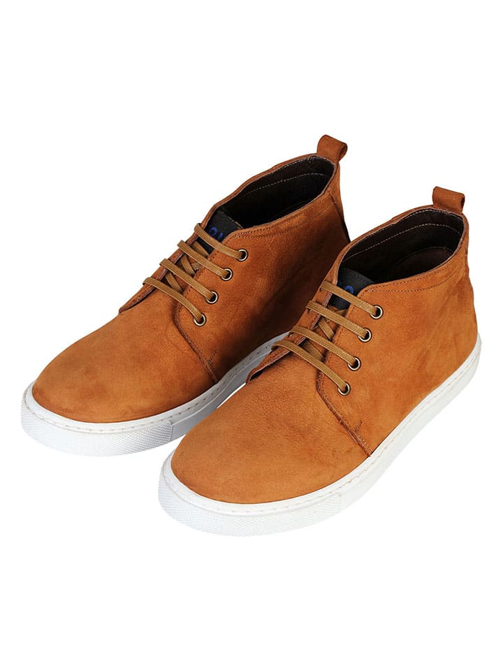 Leder-Schnürschuhe in Hellbraun