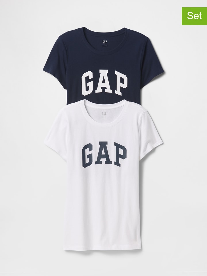2-delige set: shirts donkerblauw/wit