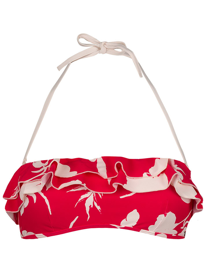 Bikini-Oberteil in Rot/ Creme