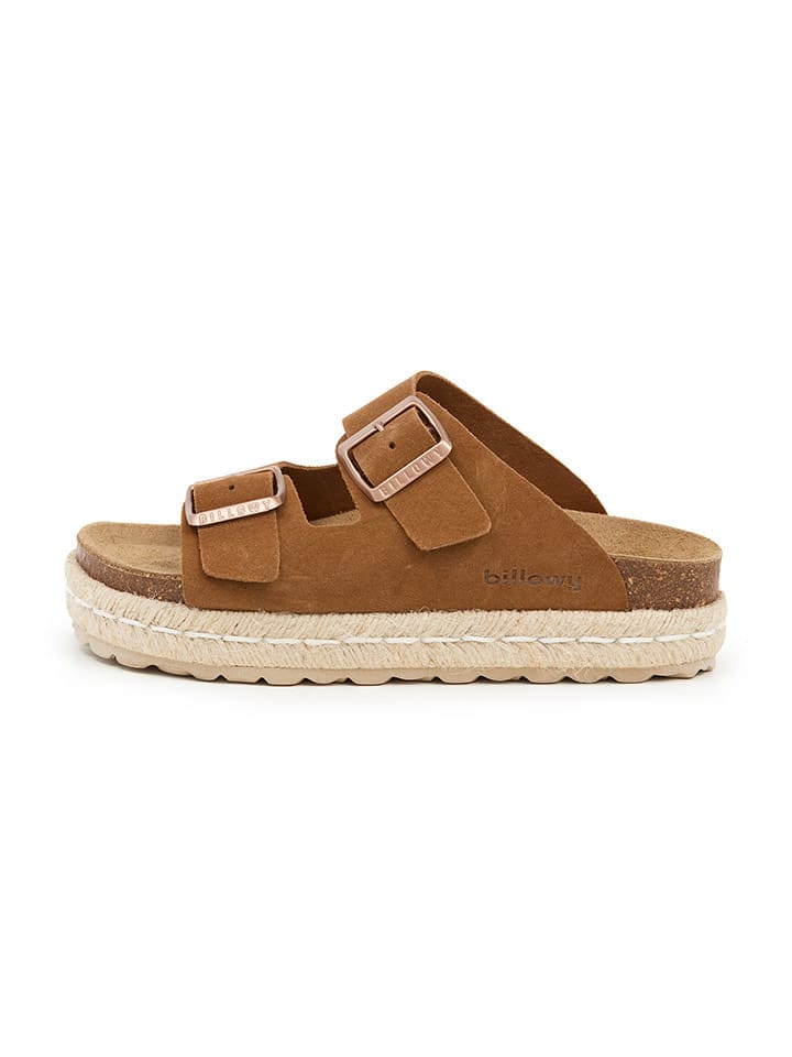Leren slippers lichtbruin