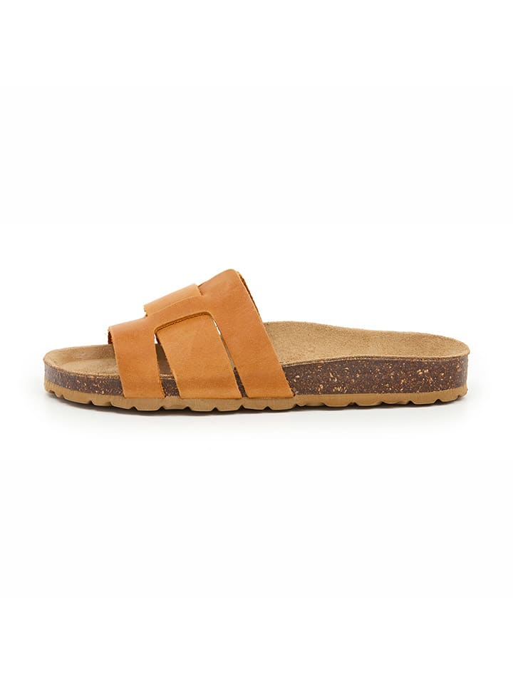 Leren slippers oranje