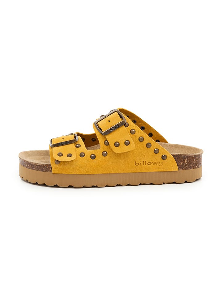 Leren slippers geel