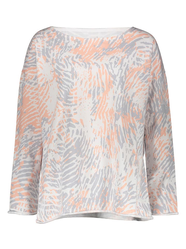 Sweatshirt in Grau/ Creme/ Orange