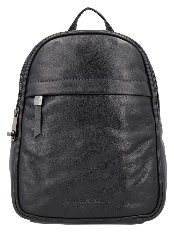Leren rugzak zwart - (B)20 x (H)27 x (D)12 cm