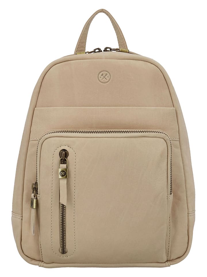 Leren rugzak beige - (B)23,5 x (H)28,5 x (D)8,5 cm