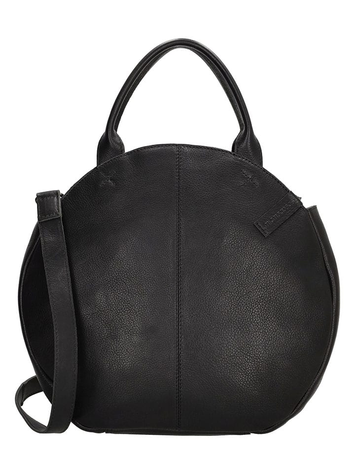 Leren handtas "Cote d Azur" zwart - (B)36 x (H)32 x (D)8 cm