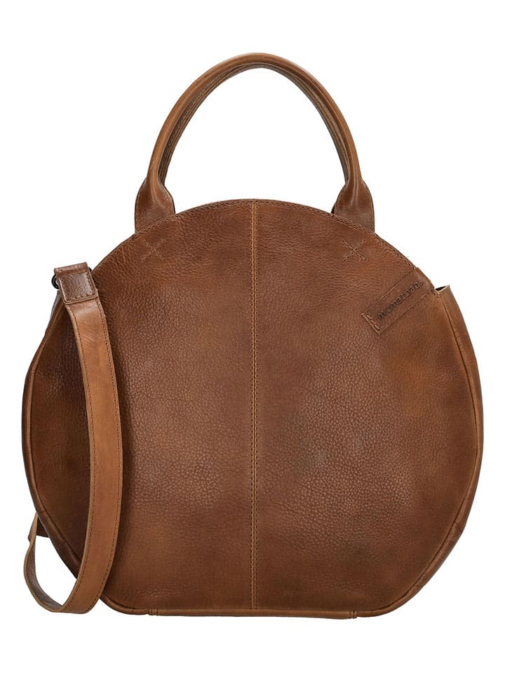 Leder-Henkeltasche "Cote d Azur" in Hellbraun - (B)36 x (H)32 x (T)8 cm