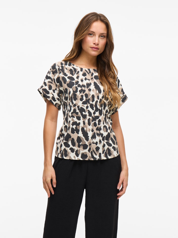Shirt in Hellbraun/ Creme
