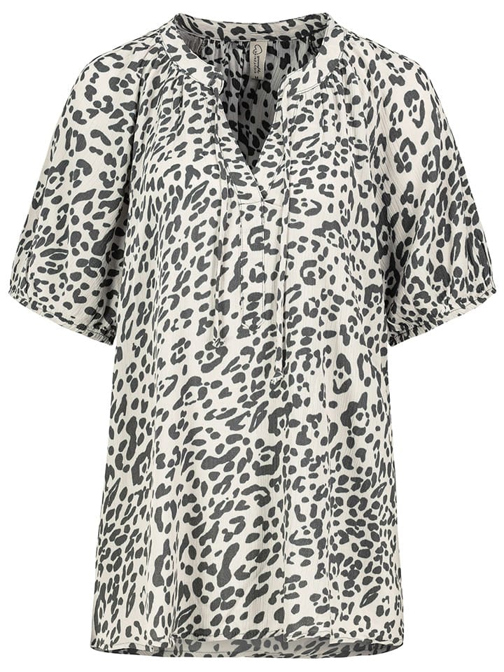 Bluse in Weiß/ Grau