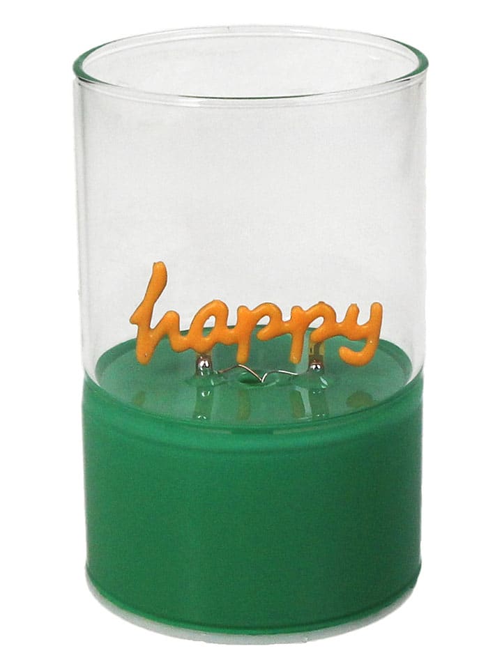 Decoratieve ledlamp "Happy" groen - (H)10 x Ø 6,5 cm
