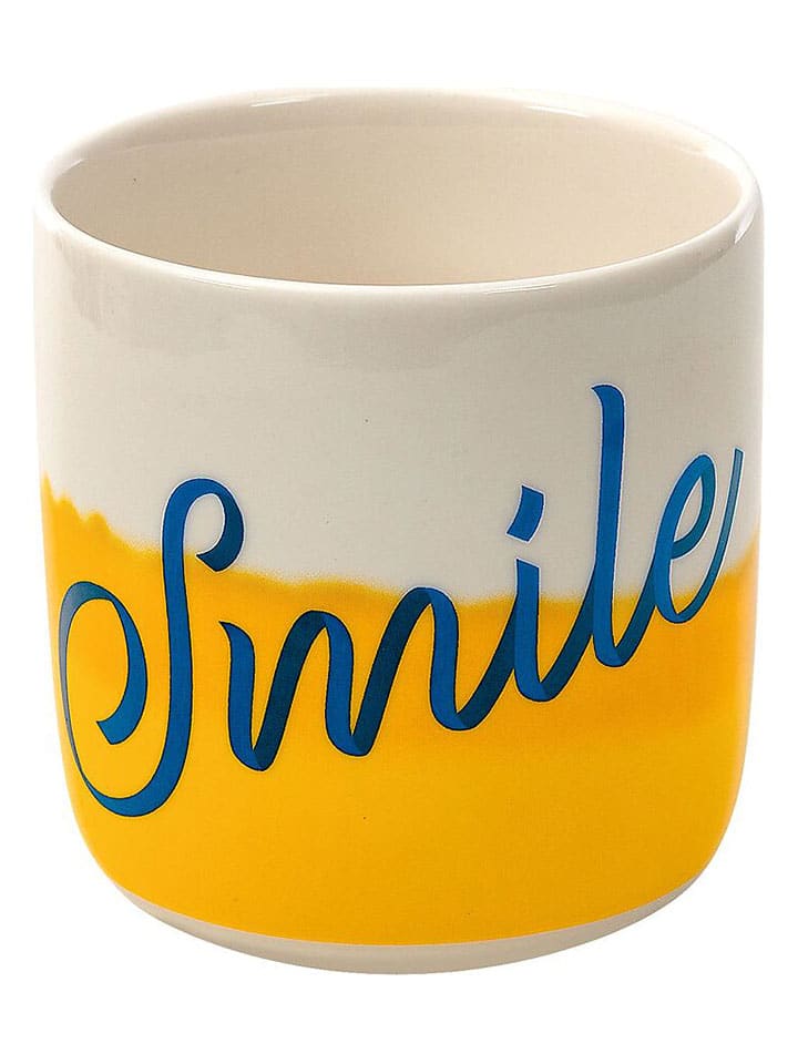 Kubek "Smile" w kolorze beżowo-żółtym - 300 ml