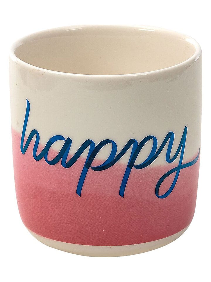 Kubek "Happy" w kolorze beżowo-jasnoróżowym - 300 ml
