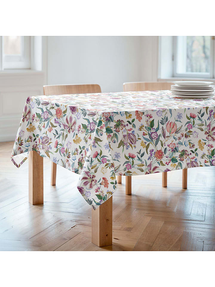 Tafellaken "Floral And Tropical Lissi" wit/paars/groen