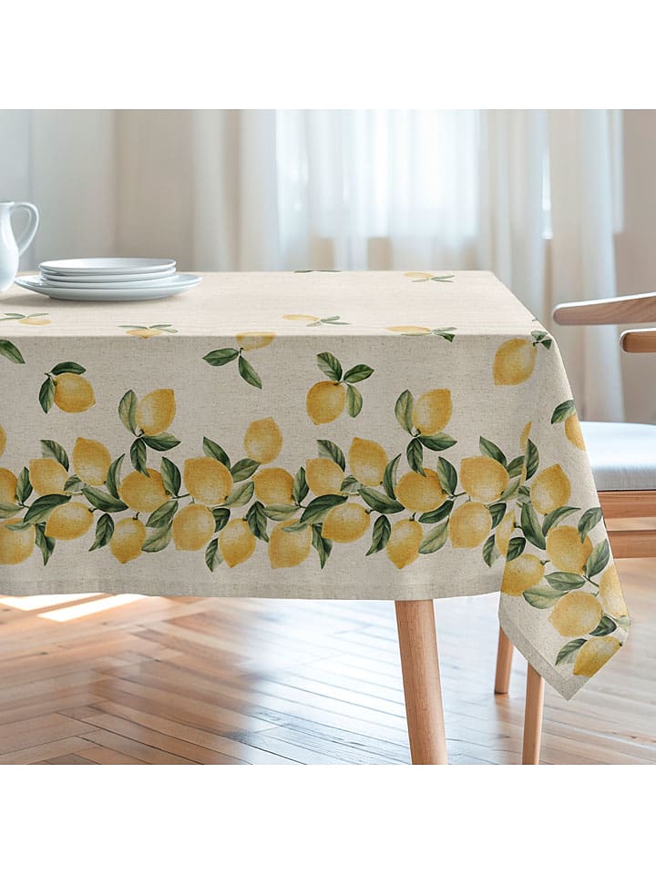 Obrus "Natural Lemon" w kolorze kremowo-żółto-zielonym
