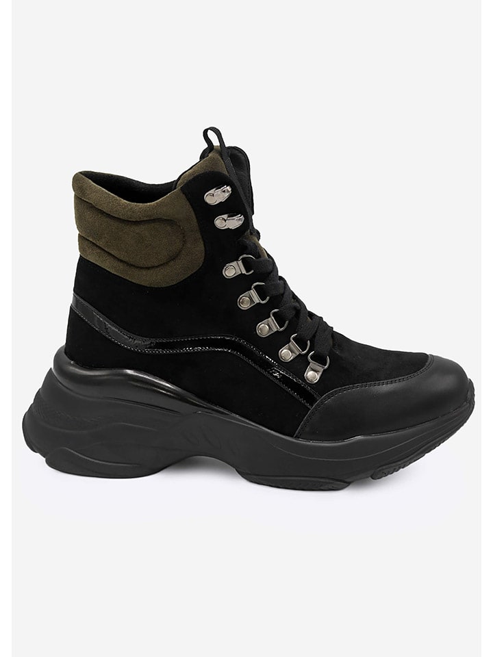 Boots in Schwarz/ Khaki