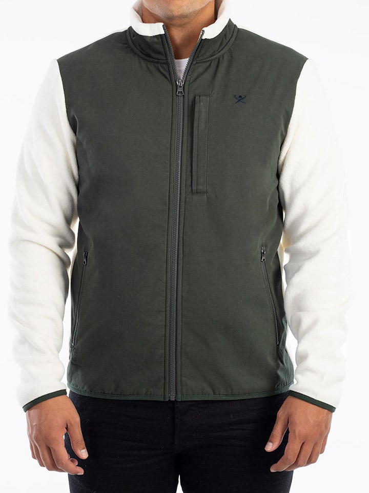 Fleecejacke in Weiß/ Khaki