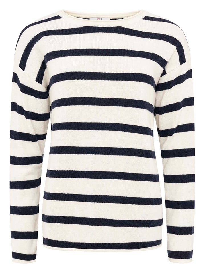 Sweter "Stripes" w kolorze kremowo-granatowym
