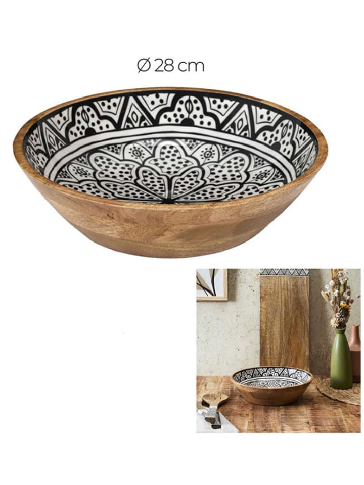 Miska w kolorze brązowo-biało-czarnym - Ø 28 cm
