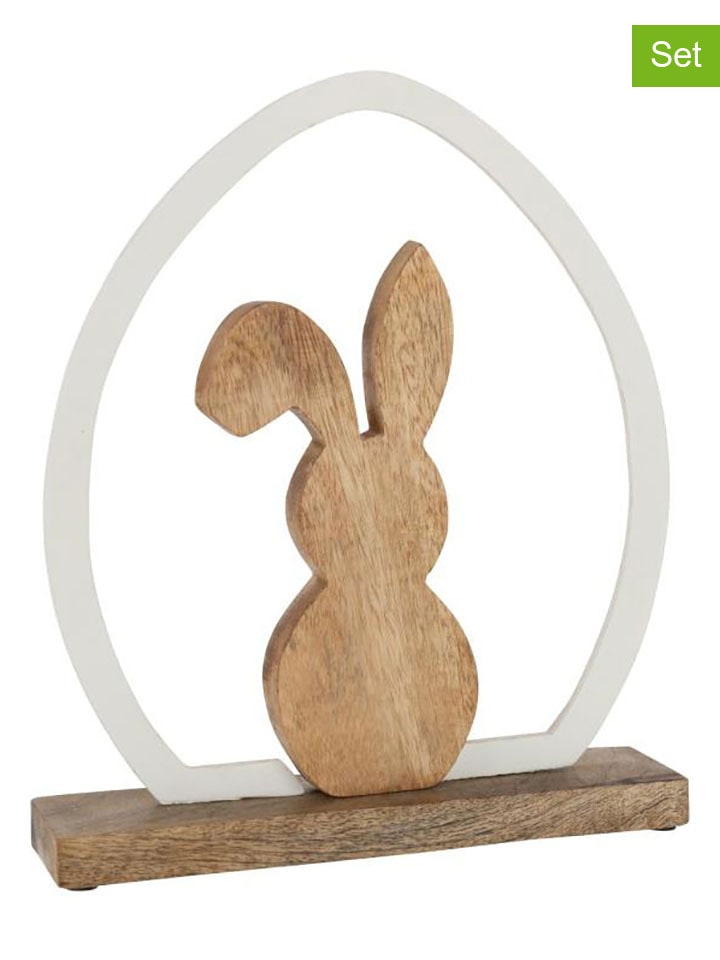 2er-Set: Dekoaufsteller in Hellbraun/ Weiß - (B)27 x (H)32,5 cm