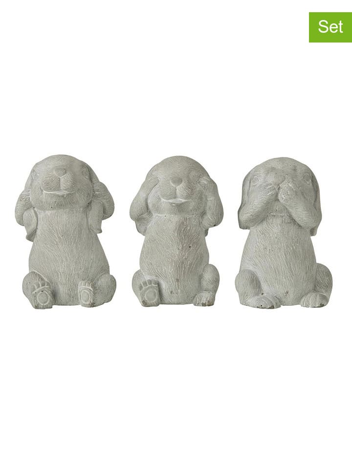 Figurki dekoracyjne (3 szt.) w kolorze szarym - wys. 20 x Ø 13,5 cm