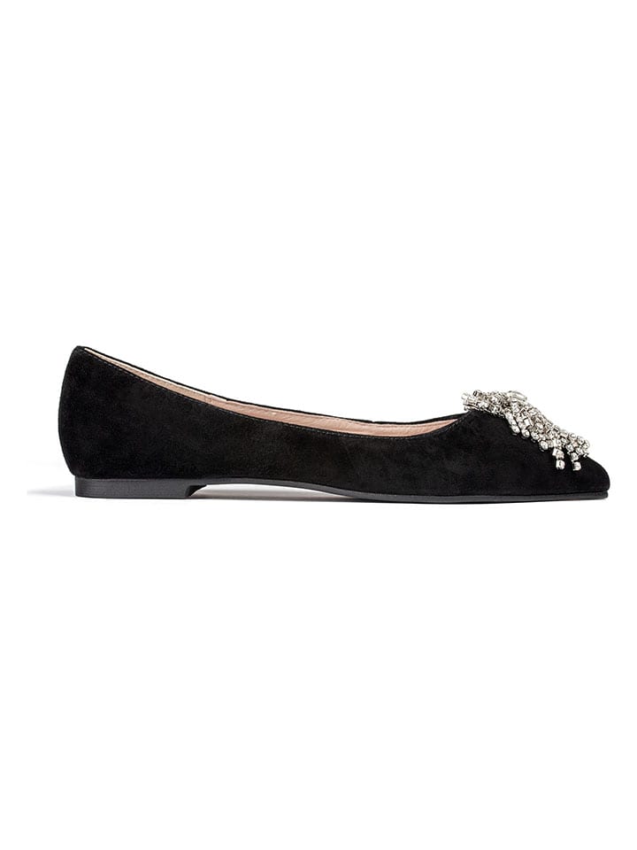 Leder-Ballerinas in Schwarz