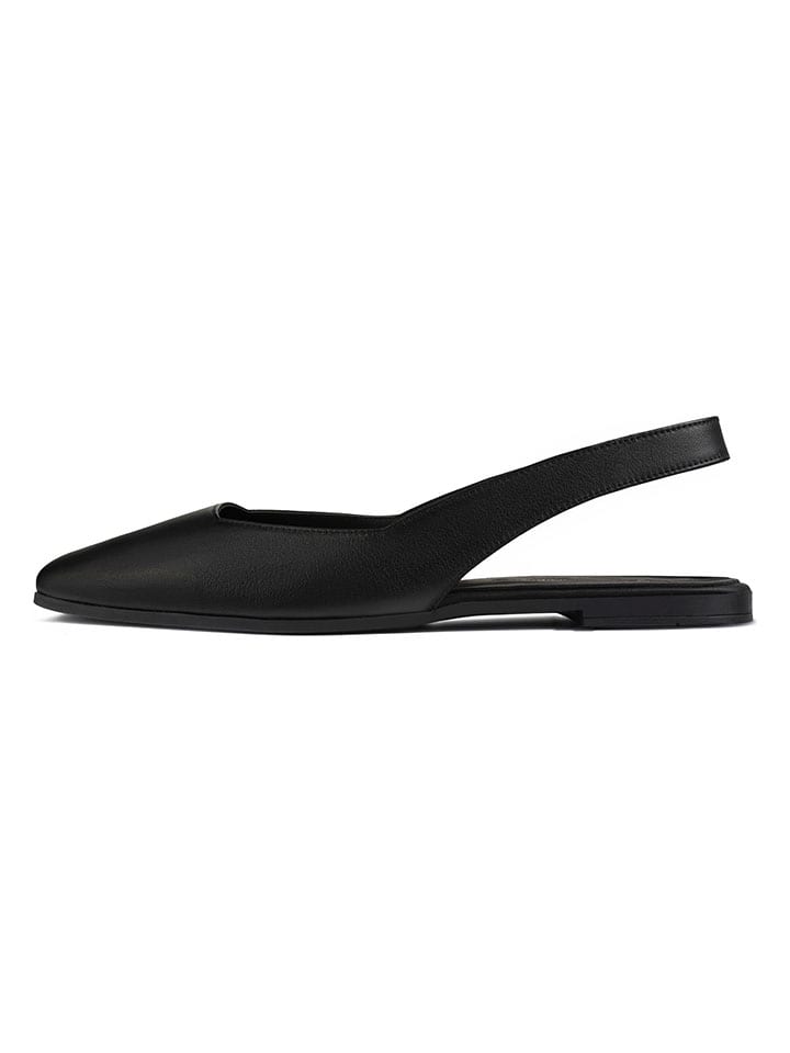 Leder-Slingballerinas in Schwarz