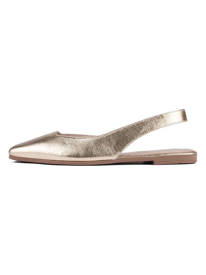 Leder-Slingballerinas in Gold