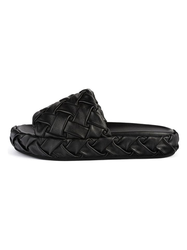 Leren slippers zwart