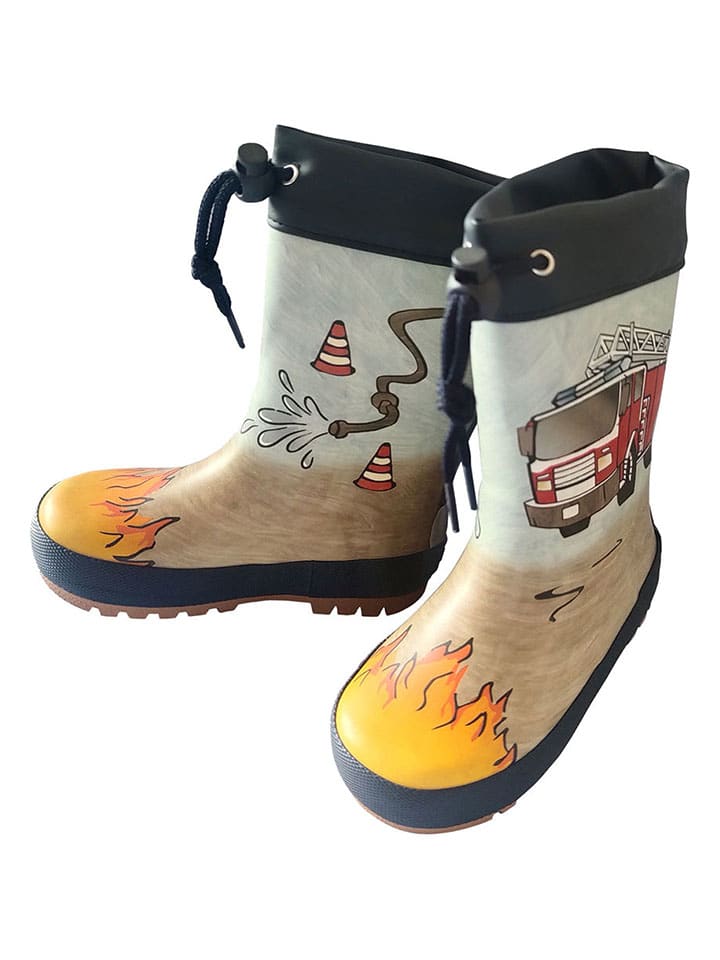 MAXIMO Kinder-Gummistiefel Feuerwehr-Design – Größe 26, Wasserdicht, Rutschfest – Perfekt Für Matsch & Pfützen