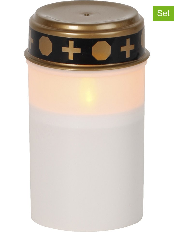 Znicze LED (4 szt.) "Serene” w kolorze złoto-białym - wys. 12 x Ø 7 cm