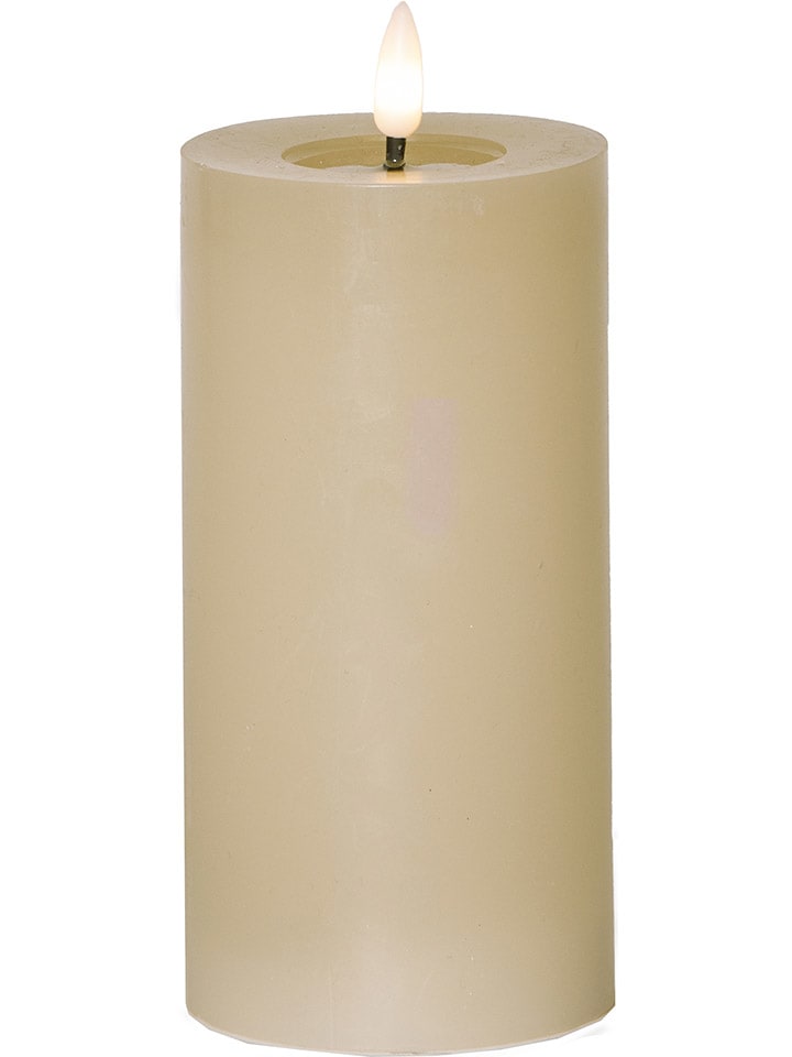 Świeca LED "Flame Flow Pillar" w kolorze beżowym - wys. 17,5 x Ø 7,5 cm