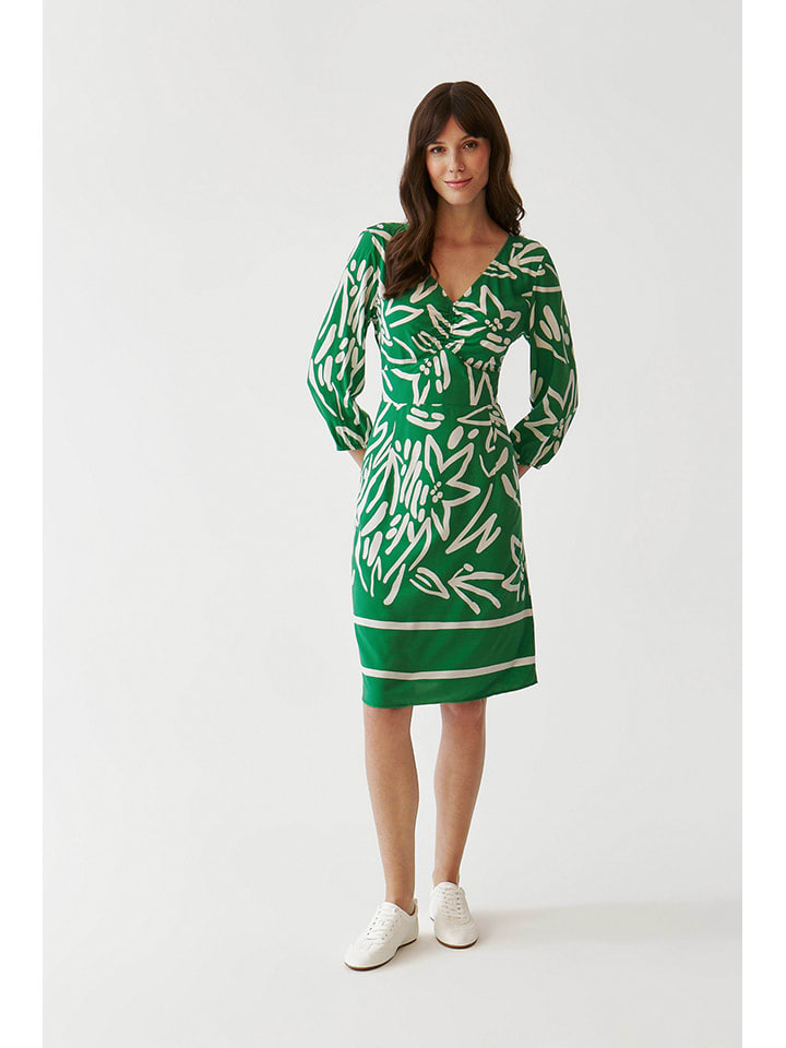 Jurk groen/wit