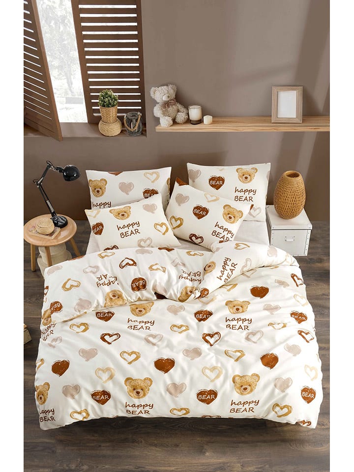 Komplet pościeli "Teddy Bear Heart" w kolorze kremowym