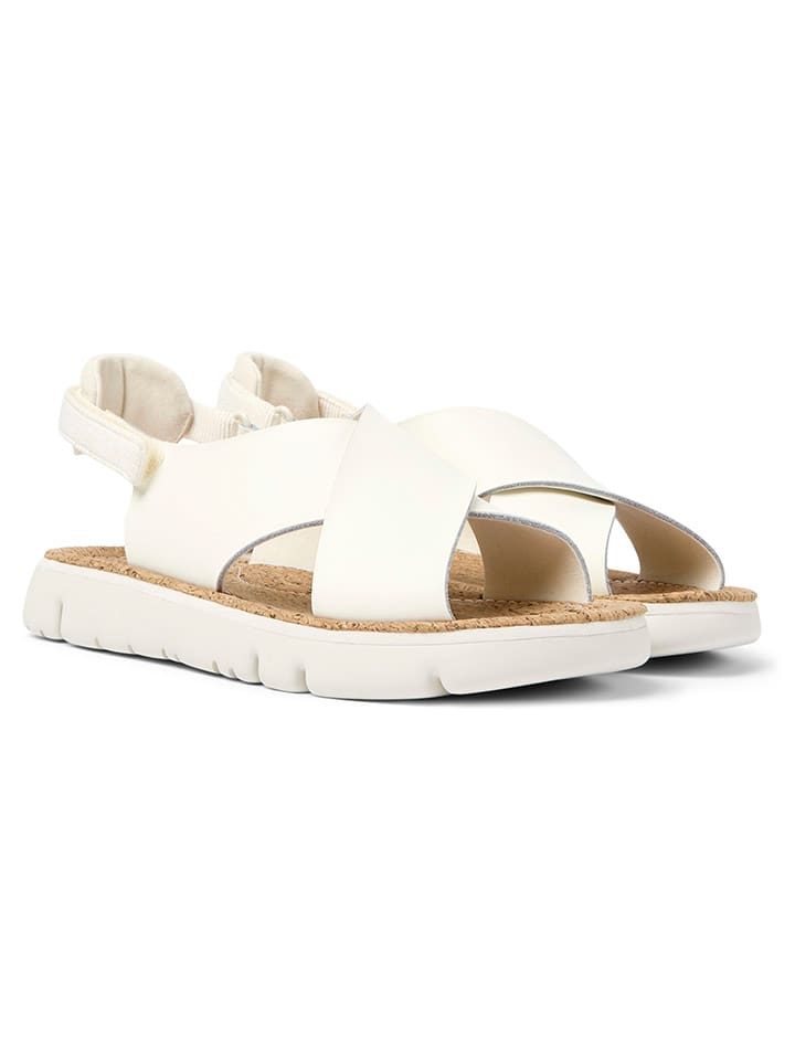 Leder-Sandalen in Weiß