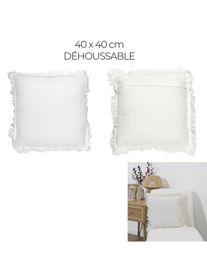 Kissen ''Gaufre'' in Weiß - (L)40 x (B)40 cm