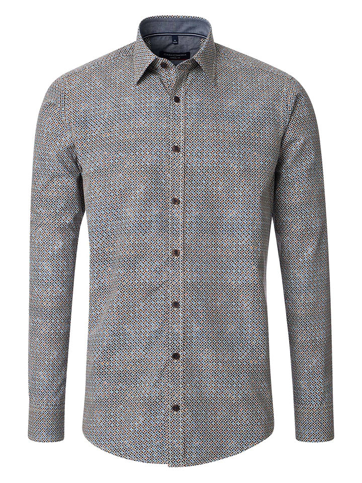 Hemd - Casual fit - in Hellbraun/ Blau in Hellbraun/ Blau