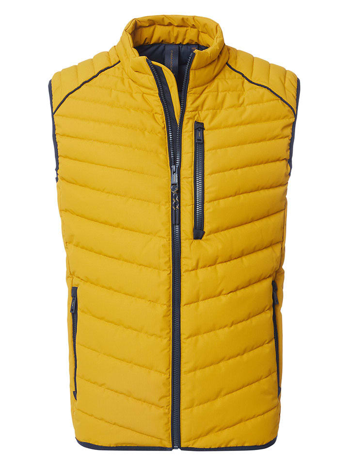 Doorgestikte bodywarmer geel