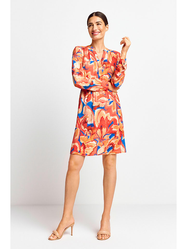Jurk oranje/blauw