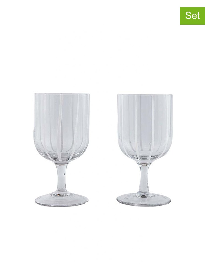 Kieliszki (2 szt.) "Mizu" w kolorze białym do wina - 350 ml
