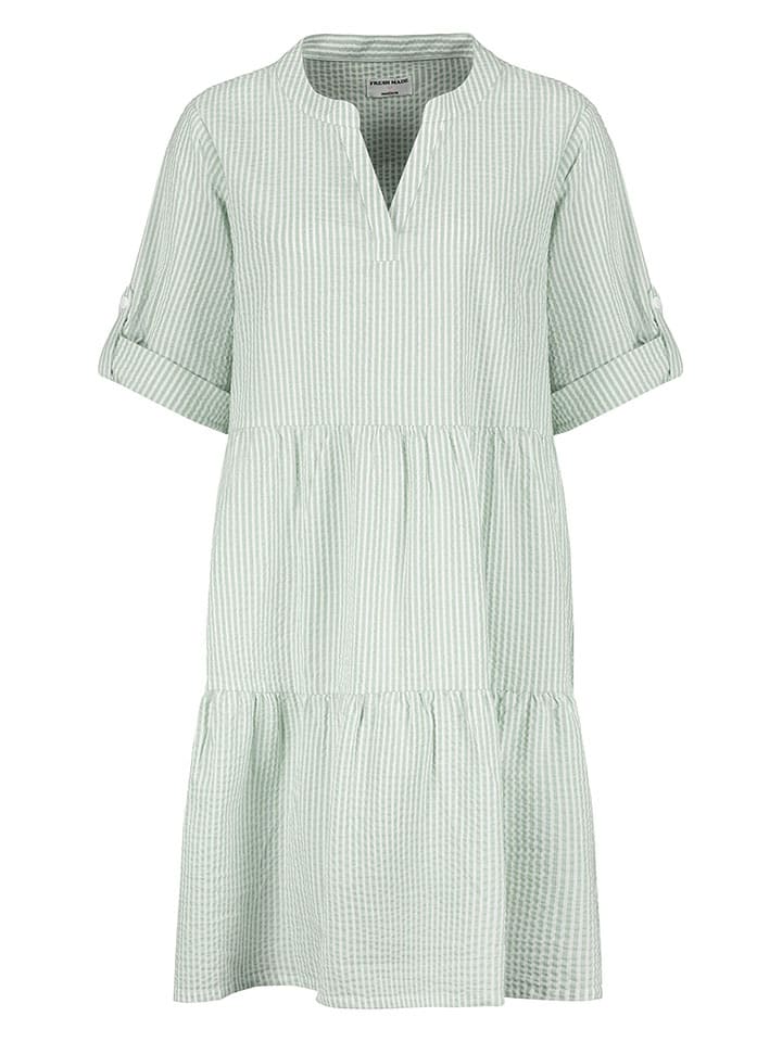Kleid in Grün/ Weiß